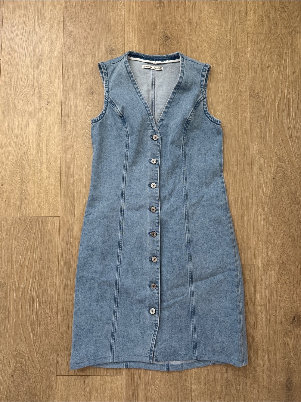 Abercrombie & Fitch Light Blue Denim V-Neck Dress